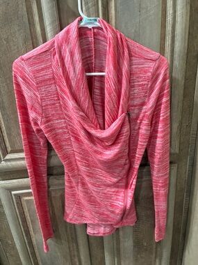 Maurices Pink Marled Cowl Zip Pullover
